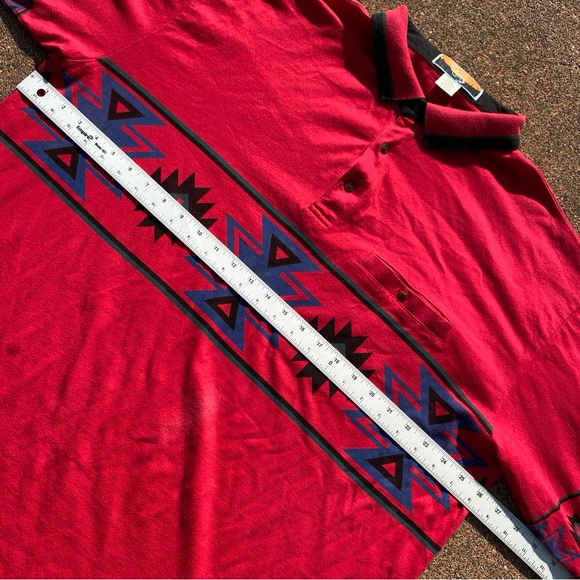 Western Print Collard Cripple Creek VTG Shirt XXL Measurement Red - Picture 3 of 5